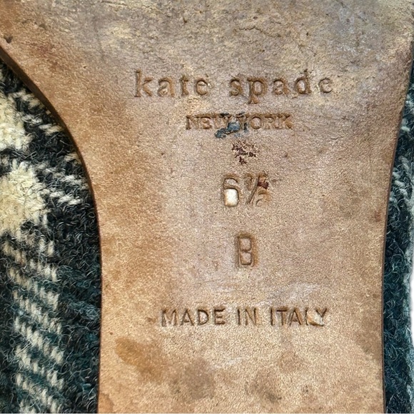 SOLD ❤️ KATE SPADE NEW YORK | Wool Plaid 1/4” Heeled Loafers Flats Shoes, Women - Picture 4 of 9